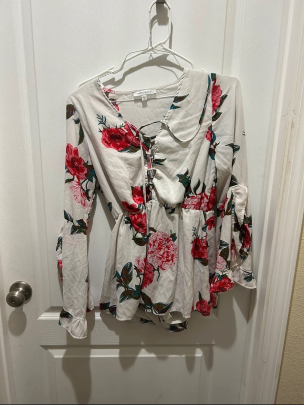 Purple snow floral romper L
